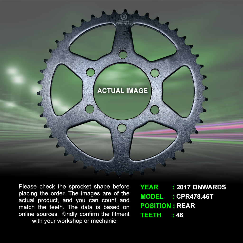 Sprocket For Kawasaki Ninja 650 (2017 Onwards) - Rear - CPR478.46T - CRANK1