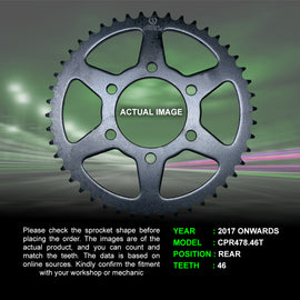 Sprocket For Kawasaki Ninja 650 (2017 Onwards) - Rear - CPR478.46T - CRANK1