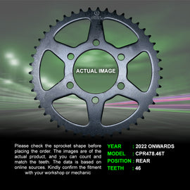 Sprocket For Kawasaki Z650RS (2022 Onwards) - Rear - CPR478.46T - CRANK1