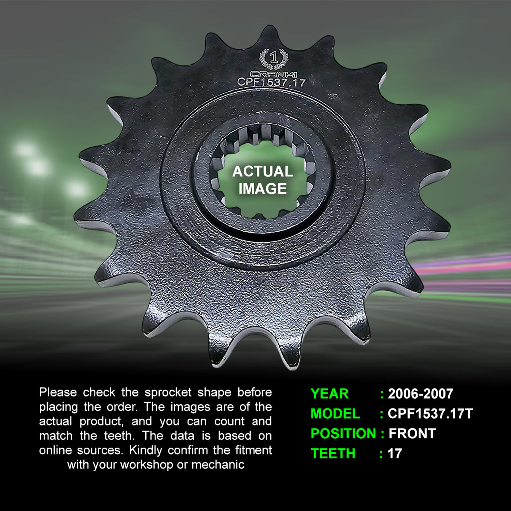Sprocket For Kawasaki Ninja ZX-10R (2006-2007) - Front - CPF1537.17T - CRANK1