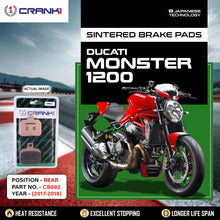 Load image into Gallery viewer, Sintered Brake Pads For Ducati Monster 1200 (2017-2018) - Rear - CB662 - 1 Set - CRANK1