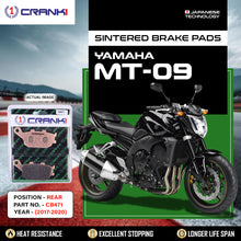 Load image into Gallery viewer, Sintered Brake Pads For Yamaha MT-09 (2017-2020) - Rear - CB471 - 1 Set - CRANK1