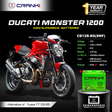 Load image into Gallery viewer, Battery For Ducati Monster 1200 (2014-2025) - CB12B-BS - Factory Activated - CRANK1
