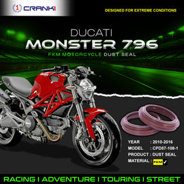 Fork Dust Seals Pair For Ducati Monster 796 (2010-2016) - CPD57-108-1 - CRANK1