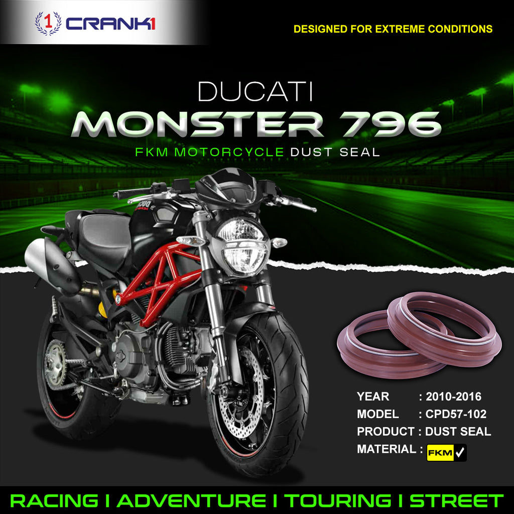 Fork Dust Seals Pair For Ducati Monster 796 (2010-2016) - CPD57-102 - CRANK1
