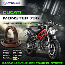 Load image into Gallery viewer, Fork Oil Seals Pair For Ducati Monster 796 (2010-2016) - CPF55-123 - CRANK1