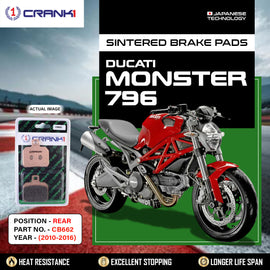 Sintered Brake Pads For Ducati Monster 796	(2010-2016) - Rear - CB662 - 1 Set - CRANK1