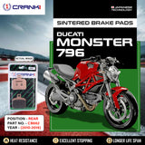 Sintered Brake Pads For Ducati Monster 796	(2010-2016) - Rear - CB662 - 1 Set - CRANK1