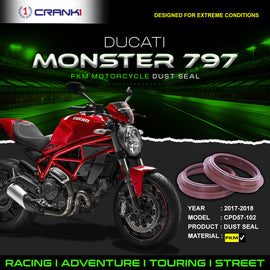 Fork Dust Seals Pair For Ducati Monster 797 (2017-2018) - CPD57-102 - CRANK1