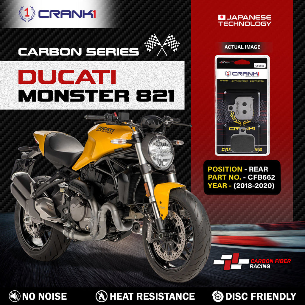 Carbon Brake Pads For Ducati Monster 821 (2018-2020) - Rear - CFB662 - 1 Set - CRANK1