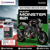 Sintered Brake Pads For Ducati Monster 821 (2014-2017) - Rear - CB662 - 1 Set - CRANK1