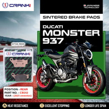 Load image into Gallery viewer, Sintered Brake Pads For Ducati Monster 937 (2021 Onwards) - Rear - CB312 - 1 Set - CRANK1