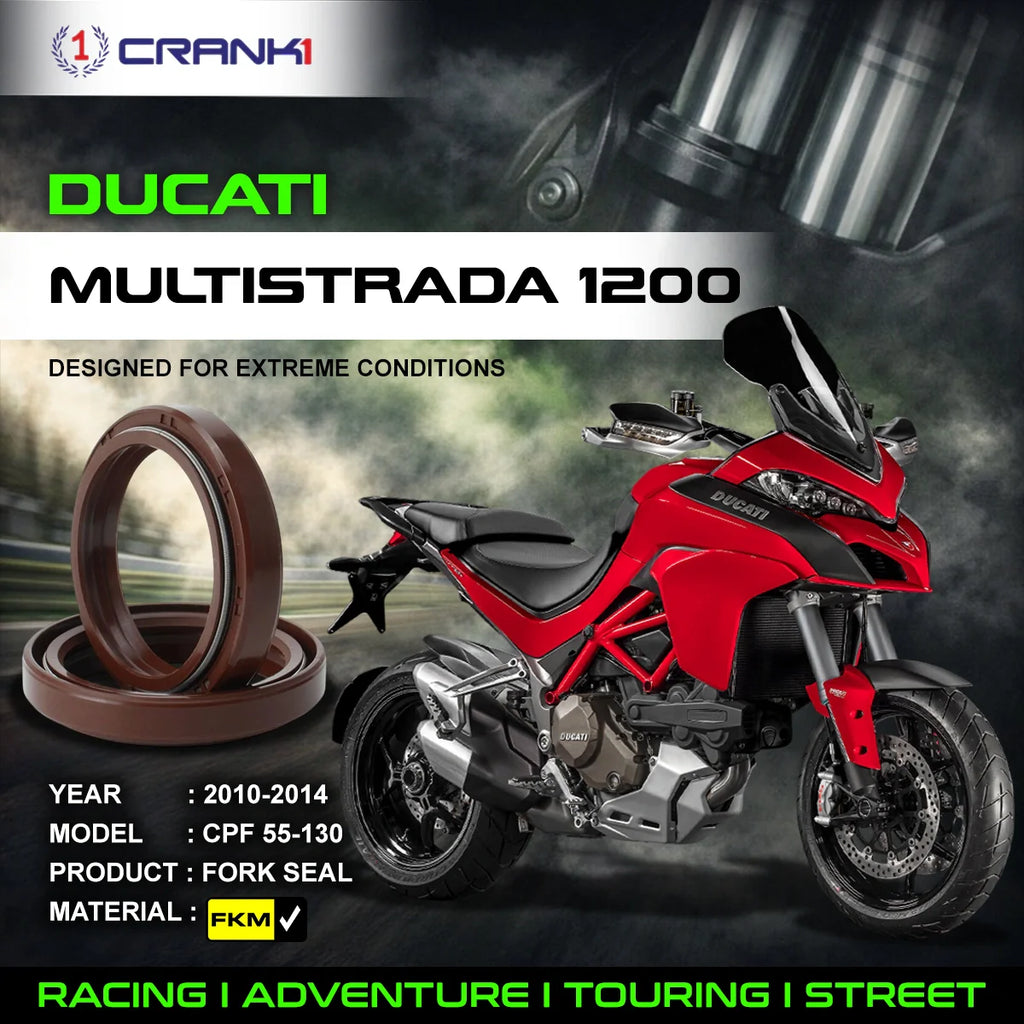 Fork Oil Seals Pair For Ducati Multistrada 1200 (2010-2014) - CPF55-130 - CRANK1