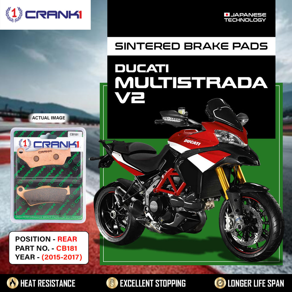 Sintered Brake Pads For Ducati MultistradaÂ 1200 (2015-2017) - Rear - CB181 - 1 Set - CRANK1