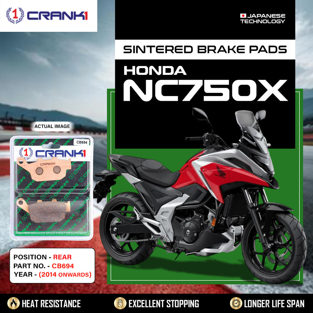 Sintered Brake Pads For Honda NC750X (2014 Onwards) - Rear - CB694 - 1 Set - CRANK1