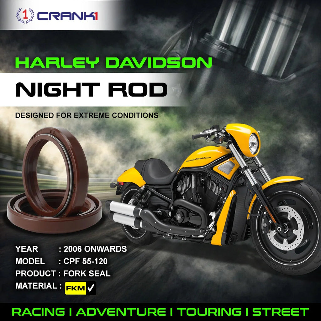 Fork Oil Seals Pair For Harley Davidson Night Rod (2006 Onwards) - CPF55-120 - CRANK1