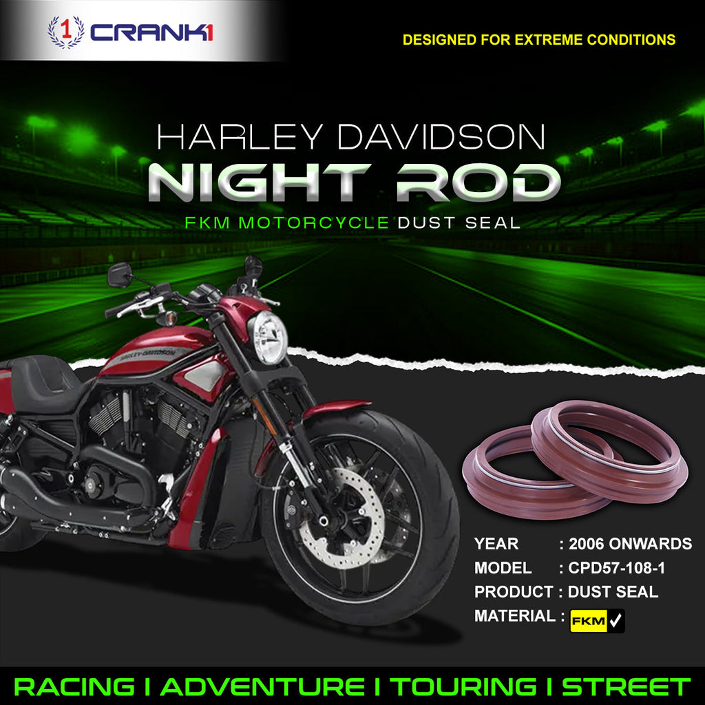 Fork Dust Seals Pair For Harley Davidson Night Rod (2006 Onwards) - CPD57-108-1 - CRANK1