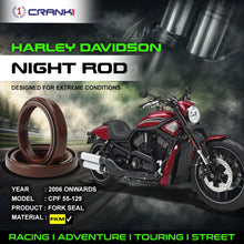 Load image into Gallery viewer, Fork Oil Seals Pair For Harley Davidson Night Rod (2006 Onwards) - CPF55-129 - CRANK1