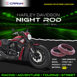 Fork Dust Seals Pair For Harley Davidson Night Rod (2006 Onwards) - CPD57-108-1 - CRANK1