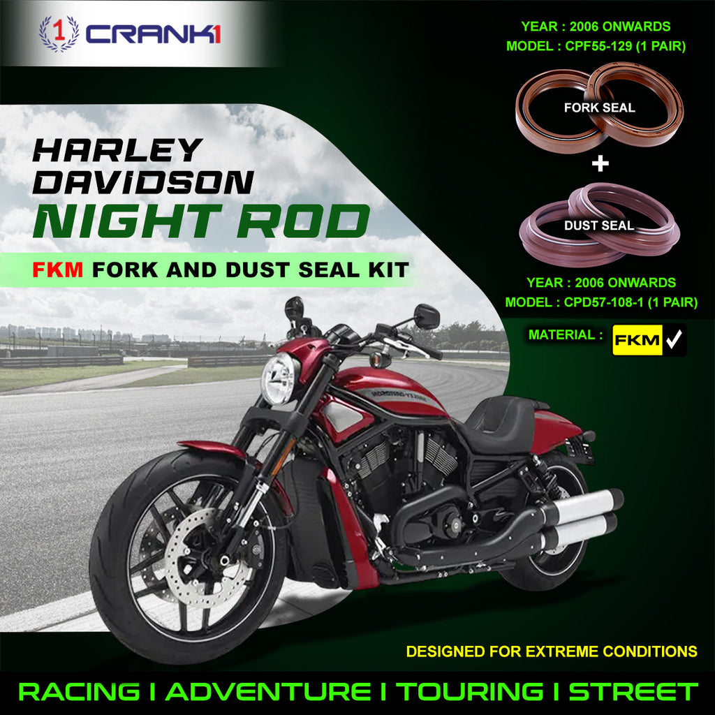 Fork And Dust Seals Kit For Harley Davidson Night Rod (2006 Onwards) - CRANK1