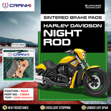 Load image into Gallery viewer, Sintered Brake Pads For Harley Davidson Night Rod (2006 Onwards) - Rear - CB904 - 1 Set - CRANK1