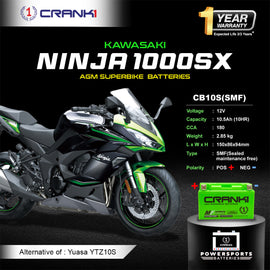 Battery For Kawasaki Ninja 1000SX - CB10S - Factory Activated - CRANK1