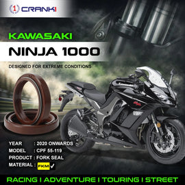 Fork Oil Seals Pair For Kawasaki Ninja 1000 (2020 Onwards) - CPF55-119 - CRANK1