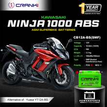 Load image into Gallery viewer, Battery For Kawasaki Ninja 1000 ABS (2014-2025) - CB12A-BS - Factory Activated - CRANK1