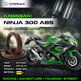 Fork Oil Seals Pair For Kawasaki Ninja 300 ABS (2013-2024) - CPF55-111 - CRANK1