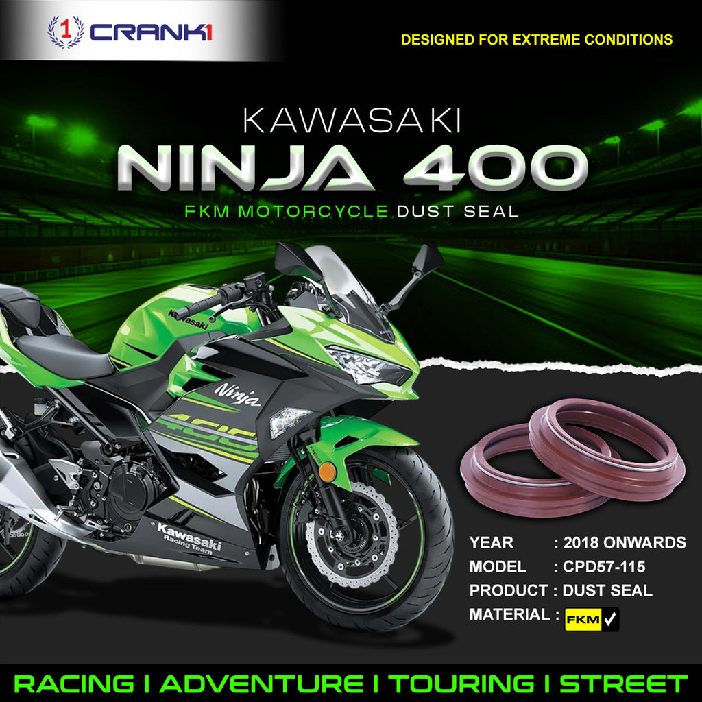 Fork Dust Seals Pair For Kawasaki Ninja 400 (2018 Onwards) - CPD57-115 - CRANK1