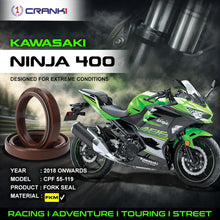 Load image into Gallery viewer, Fork Oil Seals Pair For Kawasaki Ninja 400 (2018 Onwards) - CPF55-119 - CRANK1