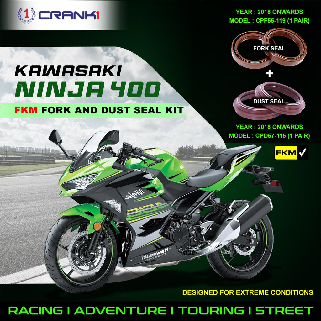 Fork And Dust Seals Kit For Kawasaki Ninja 400 (2018 Onwards) - CRANK1