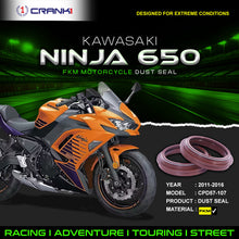 Load image into Gallery viewer, Fork Dust Seals Pair For Kawasaki Ninja 650 (2011-2016) - CPD57-107 - CRANK1