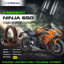 Load image into Gallery viewer, Fork Oil Seals Pair For Kawasaki Ninja 650 (2011-2016) - CPF55-117 - CRANK1