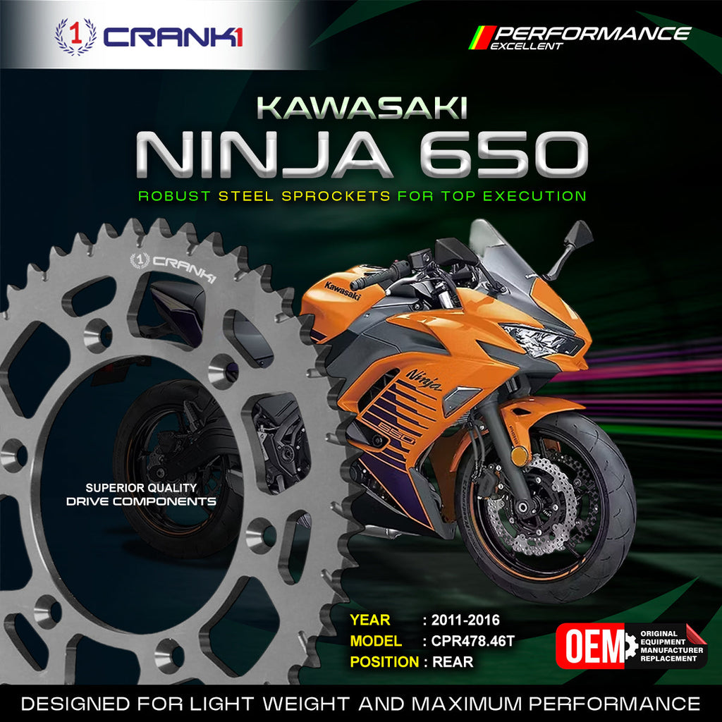 Sprocket For Kawasaki Ninja 650 (2011-2016) - Rear - CPR478.46T - CRANK1