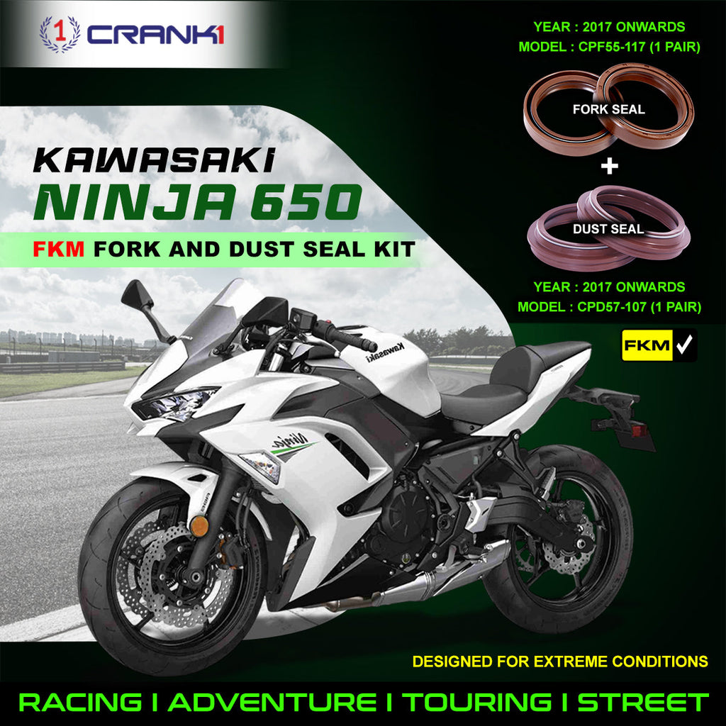 Fork And Dust Seals Kit For Kawasaki Ninja 650 (2017 Onwards) - CRANK1