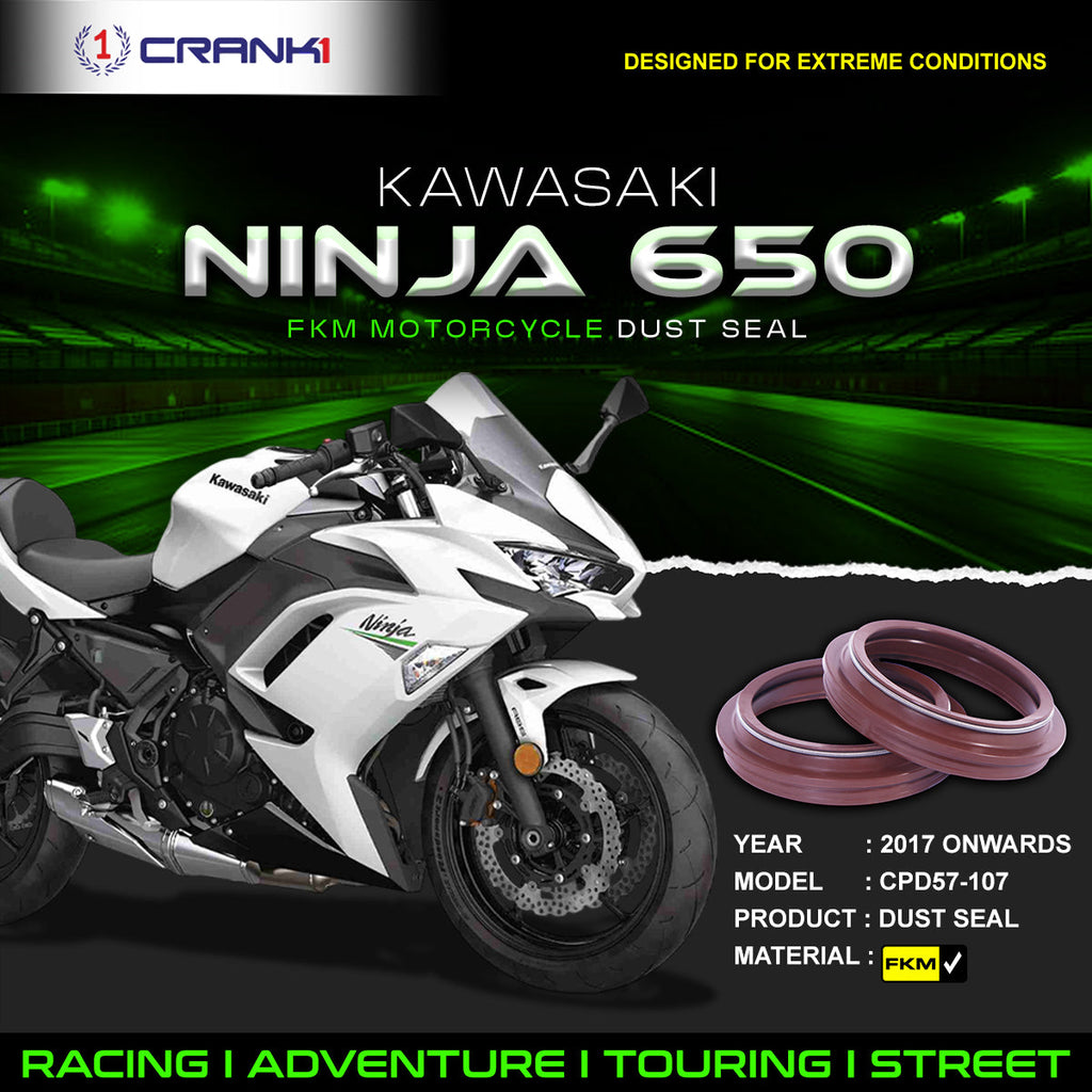 Fork Dust Seals Pair For Kawasaki Ninja 650 (2017 Onwards) - CPD57-107 - CRANK1