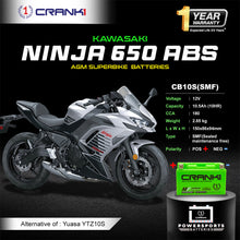 Load image into Gallery viewer, Battery For Kawasaki Ninja 650 ABS (2017-2025) - CB10S - Factory Activated - CRANK1