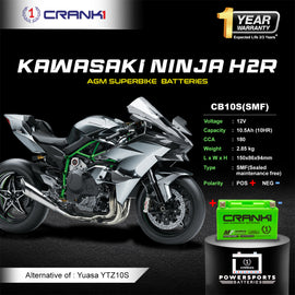 Battery For Kawasaki Ninja H2R (2010-2025) - CB10S - Factory Activated - CRANK1