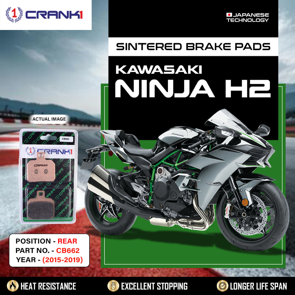 Sintered Brake Pads For Kawasaki Ninja H2 (2015-2019) - Rear - CB662 - 1 Set - CRANK1