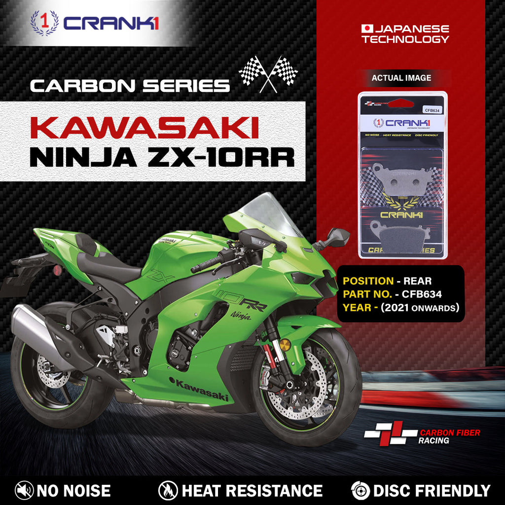 Carbon Brake Pads For Kawasaki ZX-10RR (2021 Onwards) - Rear - CFB634 - 1 Set - CRANK1