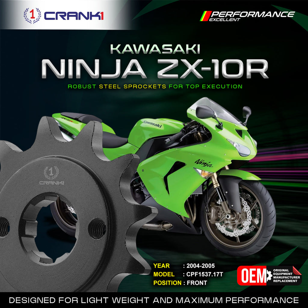 Sprocket For Kawasaki Ninja ZX-10R (2004-2005) - Front - CPF1537.17T - CRANK1