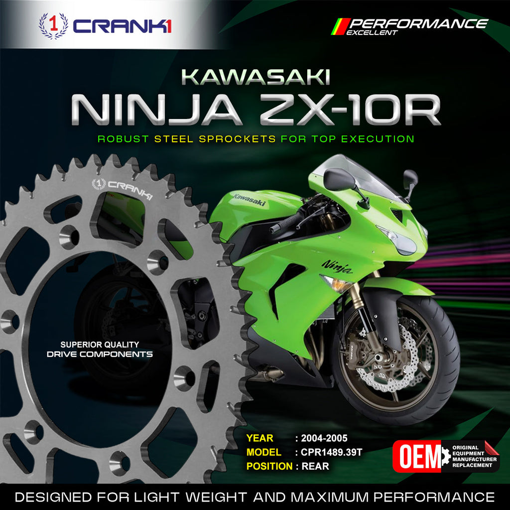 Sprocket For Kawasaki Ninja ZX-10R (2004-2005) - Rear - CPR1489.39T - CRANK1