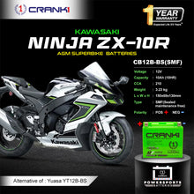 Load image into Gallery viewer, Battery For Kawasaki Ninja ZX-10R (2004-2010) - CB12B-BS - Factory Activated - CRANK1