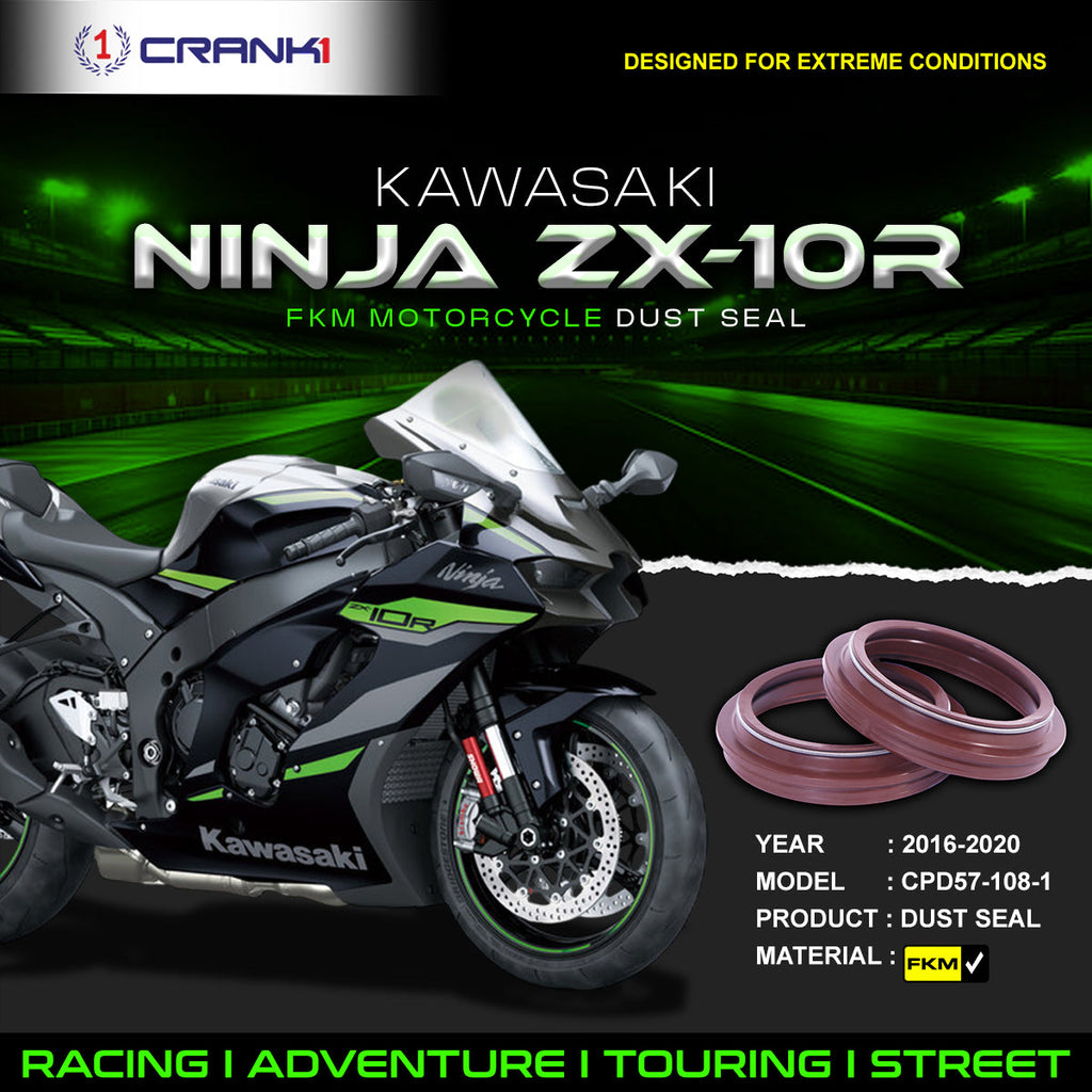 Fork Dust Seals Pair For Kawasaki Ninja ZX-10R (2016-2020) - CPD57-108-1 - CRANK1