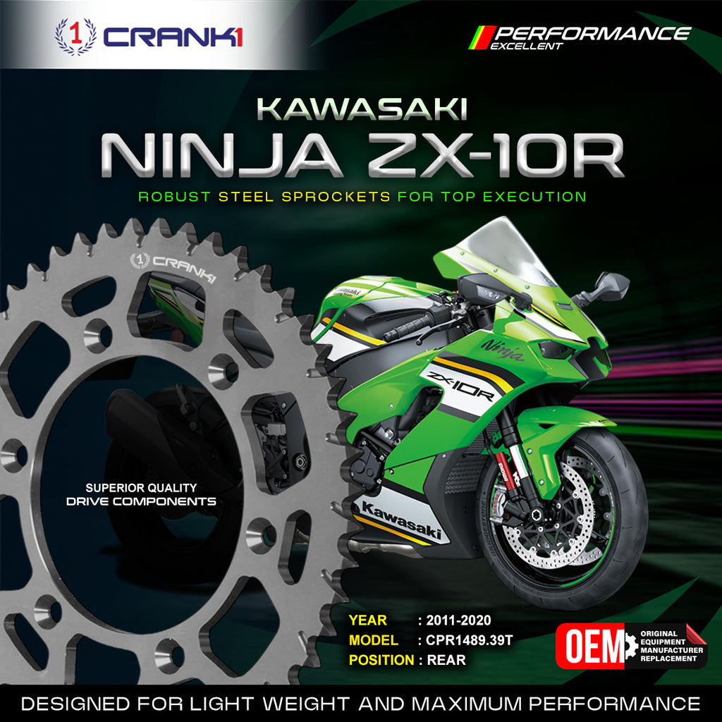 Sprocket For Kawasaki Ninja ZX-10R (2011-2020) - Rear - CPR1489.39T - CRANK1