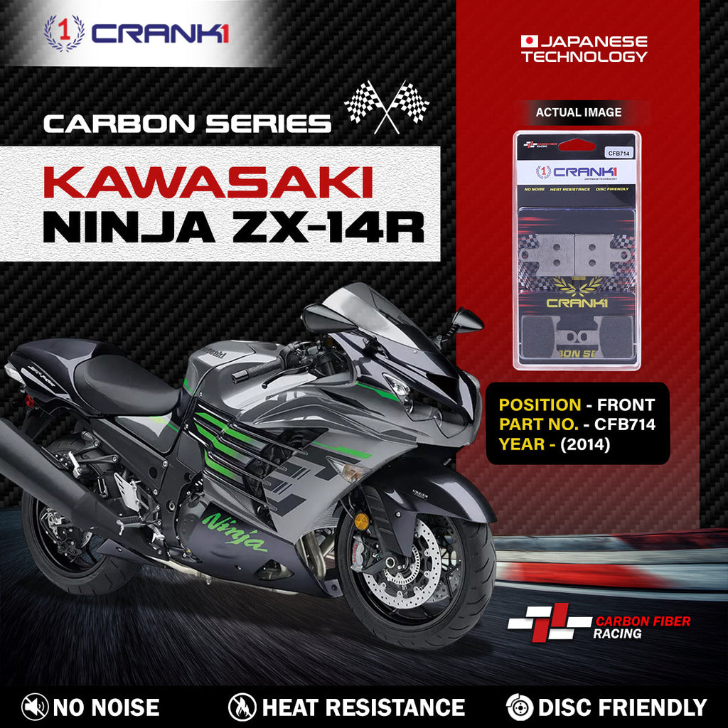 Carbon Brake Pads For Kawasaki Ninja ZX-14R (2014) - Front - CFB714 - 2 Sets - CRANK1