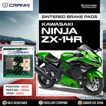 Load image into Gallery viewer, Sintered Brake Pads For Kawasaki Ninja ZX-14RÂ (2021) - Rear - CB452 - 1 Set - CRANK1