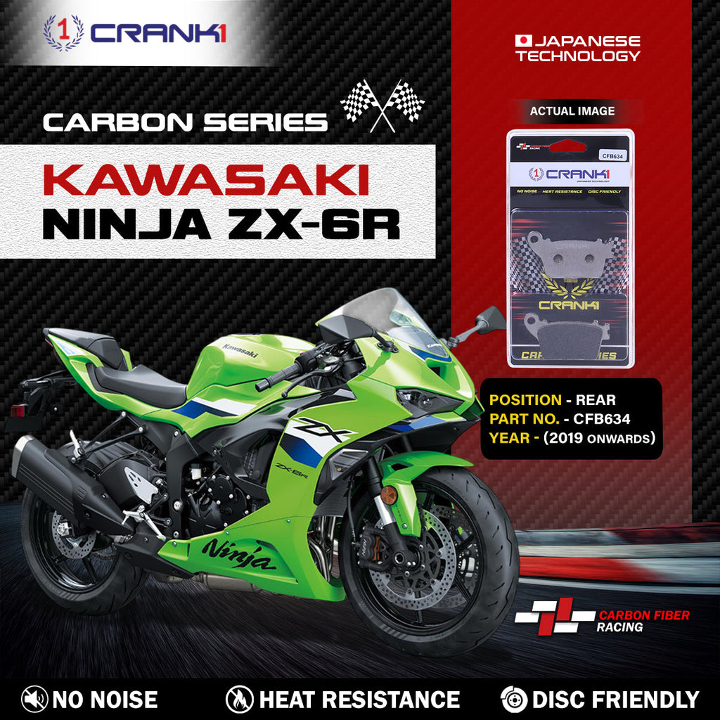 Carbon Brake Pads For Kawasaki Ninja ZX-6R (2019 Onwards) - Rear - CFB634 - 1 Set - CRANK1