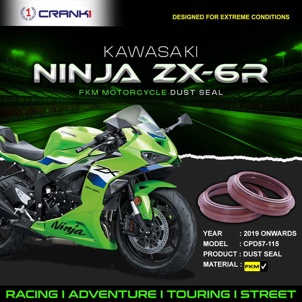 Fork Dust Seals Pair For Kawasaki Ninja ZX-6R (2019 Onwards) - CPD57-115 - CRANK1